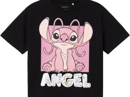 Name It Black Angel Nyri Lilo & Stitch Regular T-Shirt on Sale