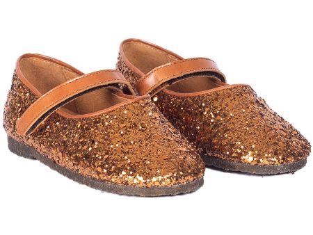 Angulus Bronze Glitter Cognac Ballerinasko I Funklende Glitter Online Sale