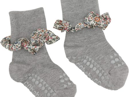 Gobabygo Grey Melange   Katie And Millie Orange Non-slip Strømper Bambus   Liberty Hot on Sale