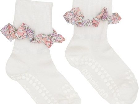 Gobabygo Off White   Michelle Pink Non-slip Strømper Bambus   Liberty on Sale