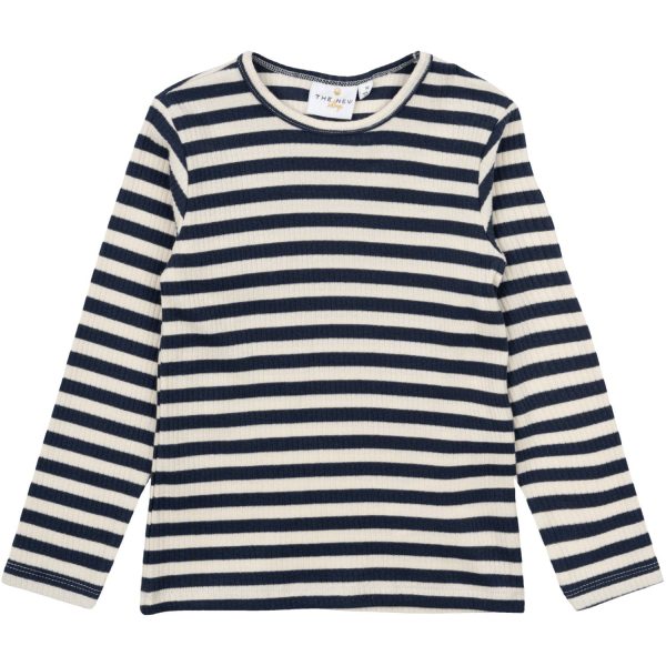 THE NEW Siblings Mood Indigo Striped Fro Uni Rib Bluse Hot on Sale