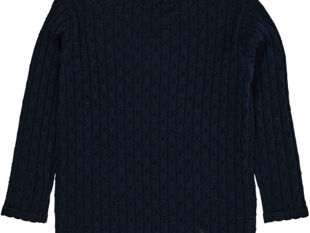 COPENHAGEN COLORS Navy Merino Classic Pointelle Bluse Online Sale