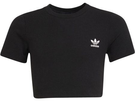 adidas Originals Black Rib Crop Tee Discount