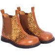 Angulus Bronze Glitter Cognac Cognac Chelsea Støvler Med Funklende Bronze Glitter. Online Sale