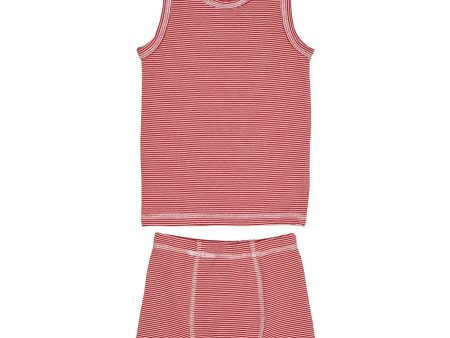 COPENHAGEN COLORS Red Cream Stripe Striped Boy Undertøy Sett For Discount