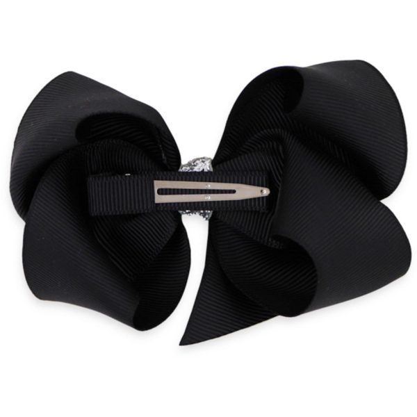 Bow s by Stær Classic Sløyfe - Svart Sølv Glitter - 10 cm on Sale