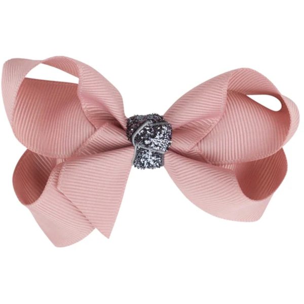 Bow s by Stær Classic Sløyfe - Antikk Rosa Grå Glitter - 8 cm Cheap