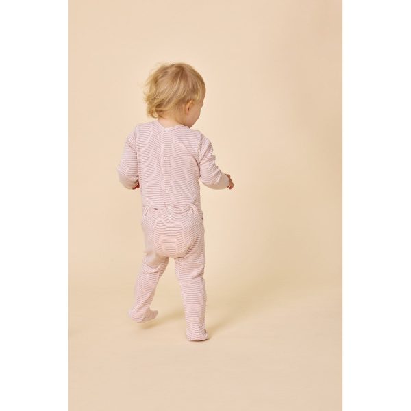 COPENHAGEN COLORS Soft Pink Stripe Striped Full Body W. Back Opening on Sale