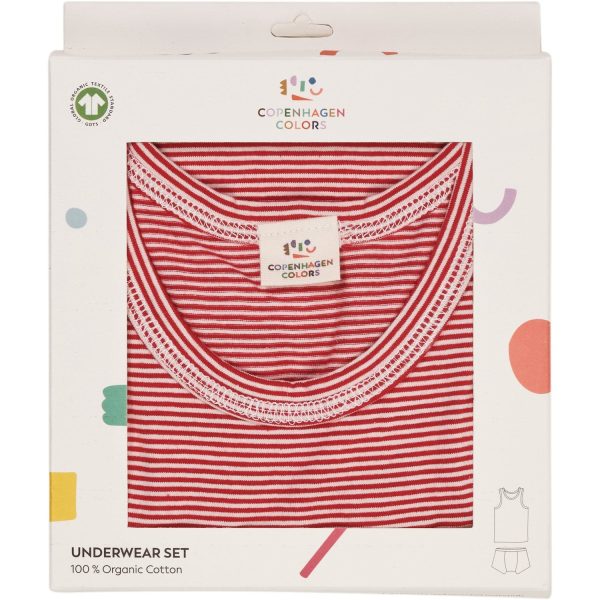 COPENHAGEN COLORS Red Cream Stripe Striped Boy Undertøy Sett For Discount