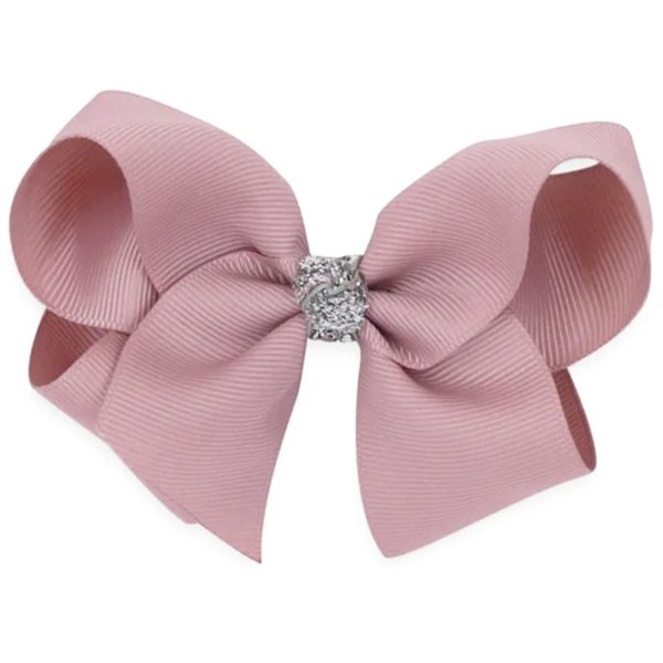 Bow s by Stær Classic Sløyfe - Antikk Rose Sølv Glitter - 10 cm Online