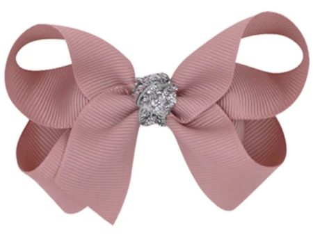 Bow s by Stær Classic Sløyfe - Antikk Rose Sølv Glitter - 8 cm For Cheap