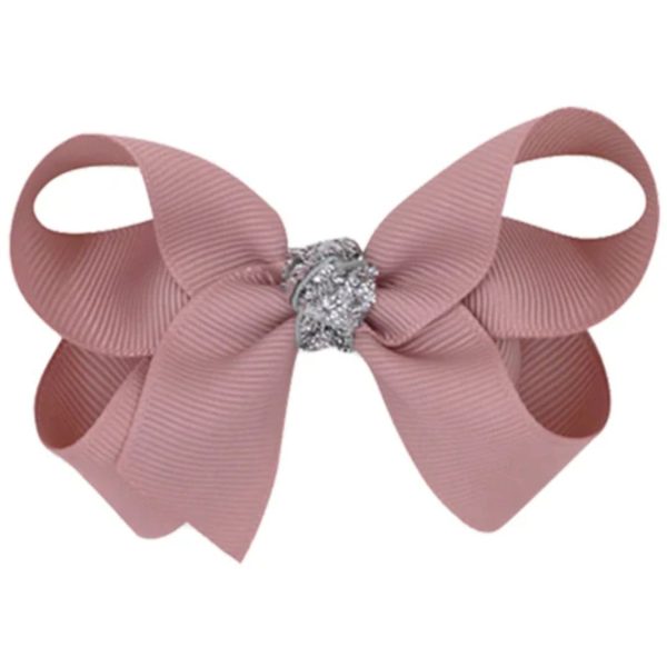 Bow s by Stær Classic Sløyfe - Antikk Rose Sølv Glitter - 8 cm For Cheap