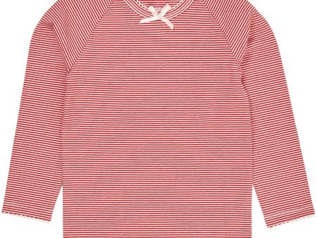 COPENHAGEN COLORS Red Cream Stripe Striped Ls Tee W. Bue For Sale