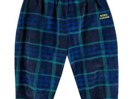 Bobo Choses Midnight Blue Baby Check Bc Velvet Baggy Pants For Discount