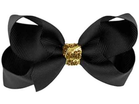 Bow s by Stær Classic Sløyfe - Svart Gull Glitter - 8 cm Online now