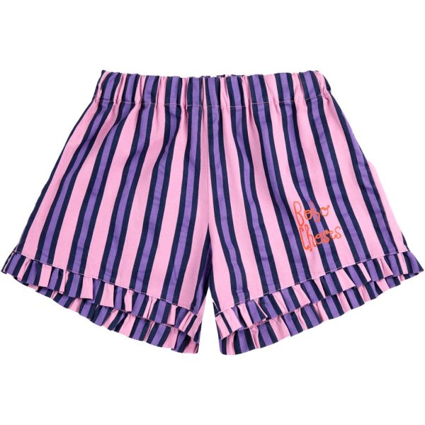 Bobo Choses Pink Stripes All Over Ruffle Shorts Cheap