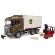 Bruder Scania Super 560R UPS Logistics truck w forklift Online now