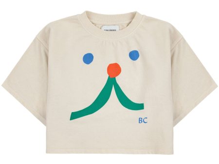 Bobo Choses Beige Funny Face Short Sleeve Collegegenser Online Hot Sale