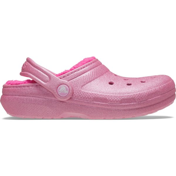 Crocs Pink Tweed Classic Lined Glitter Clog Discount