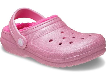 Crocs Pink Tweed Classic Lined Glitter Clog Discount