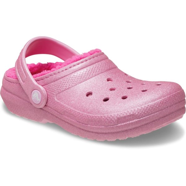 Crocs Pink Tweed Classic Lined Glitter Clog Discount