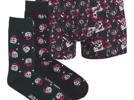 Jack & Jones Junior Black Xmas Skull Gaveeske Cheap