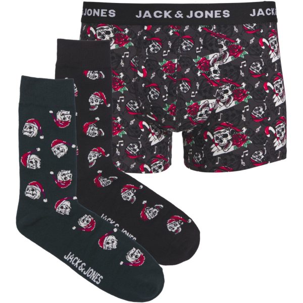 Jack & Jones Junior Black Xmas Skull Gaveeske Cheap