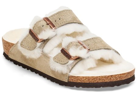 Birkenstock Arizona Kids LEVE Shearling Taupe LAF Sandals For Sale