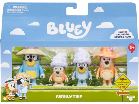 Bluey Holiday Figure 4pk Family Trip For Sale