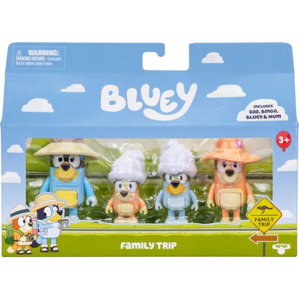 Bluey Holiday Figure 4pk Family Trip For Sale