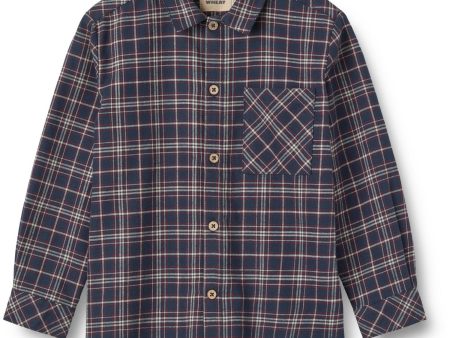 Wheat Navy Check Skjorte Oscar For Discount