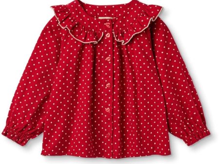 Fliink Pompeian Red Dolly Dot Bluse For Sale